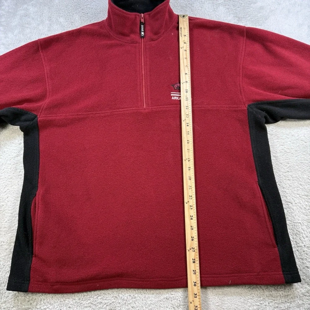 Arkansas Razorbacks Sweatshirt Mens XL Red Fleece Starter 1/4 Zip Pullover Y2K